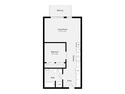 a floor plan of a unit with a bedroom and a living room